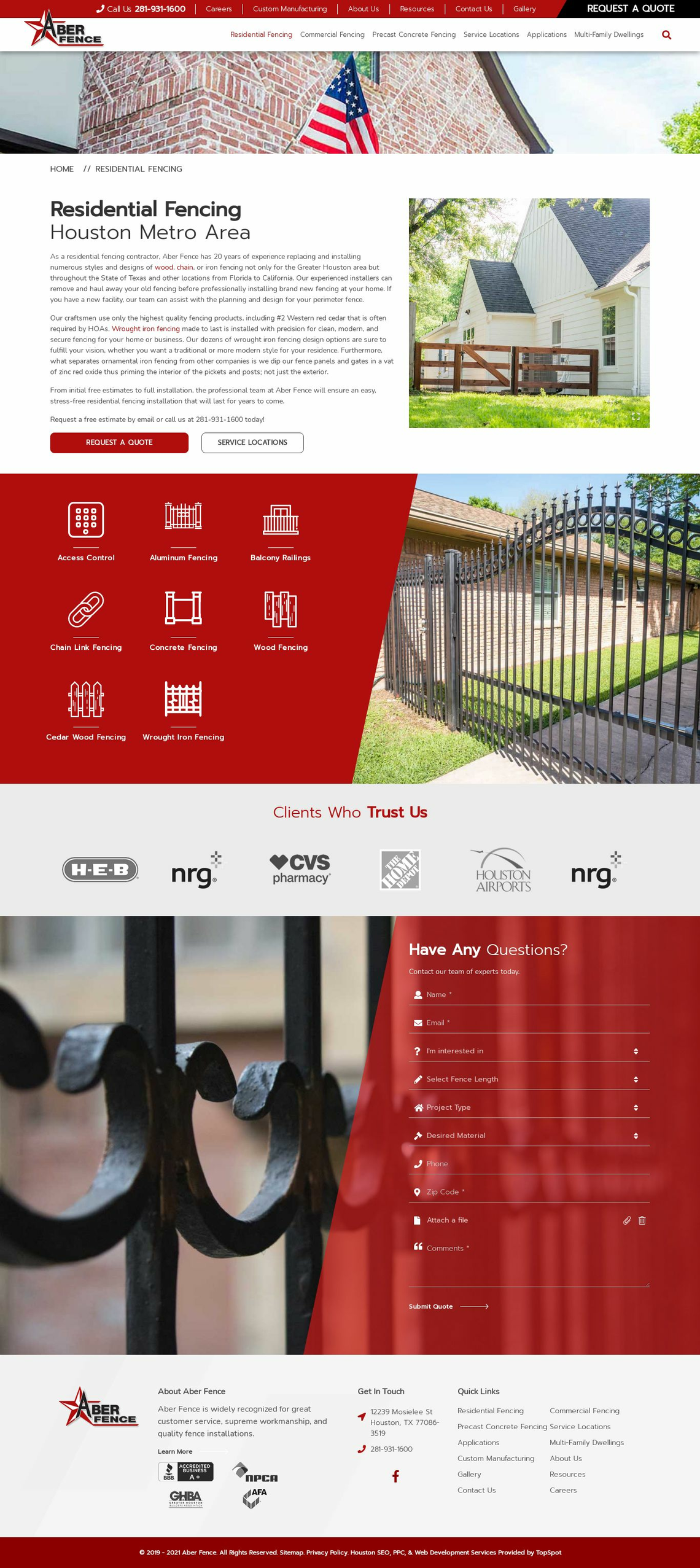 Landing Page Template for Fence Installation - aberfence.com