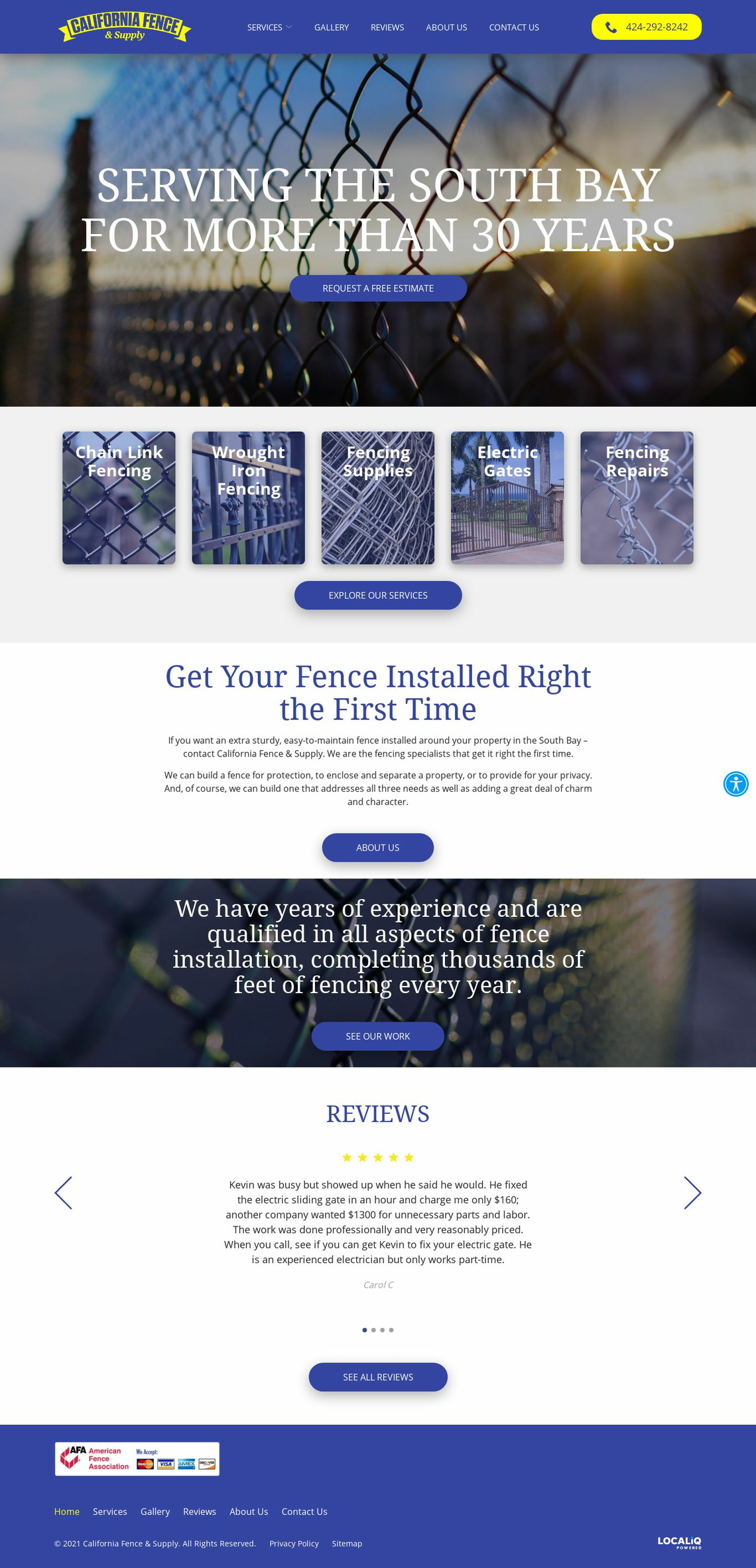Landing Page Template for Fence Installation - californiafenceandsupply.com