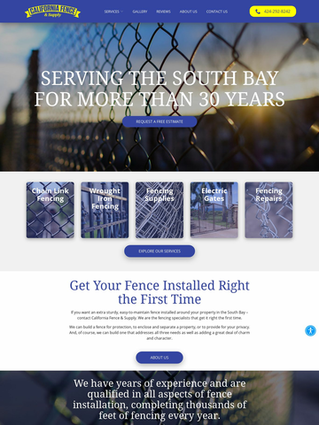 Fence Installation Landing Page Template - californiafenceandsupply.com