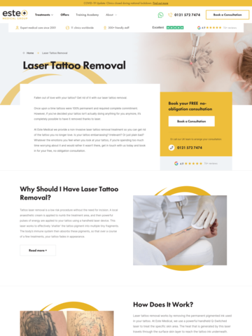 Tattoo Removal Landing Page Template - estemedicalgroup.uk