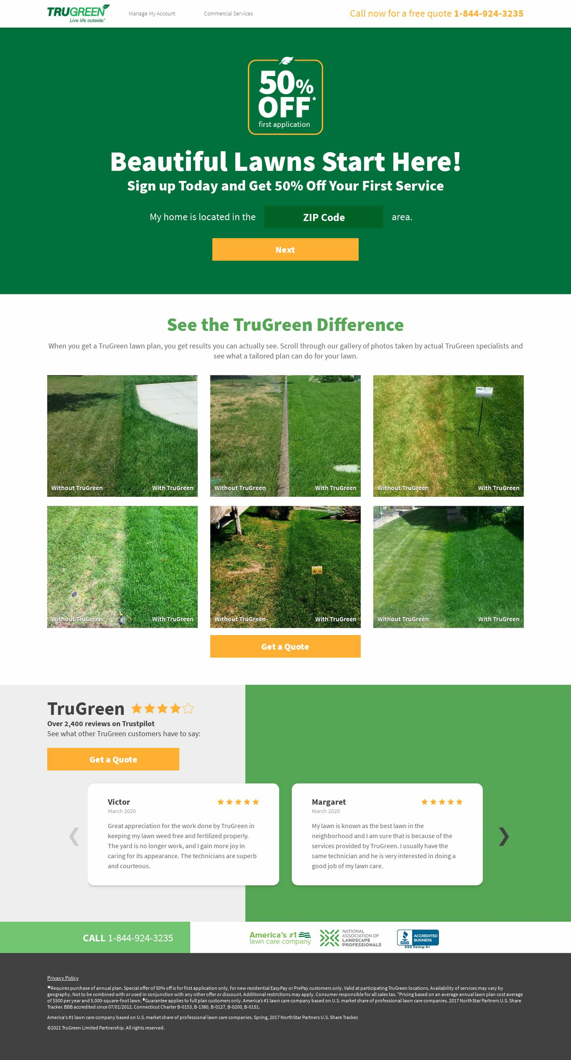 Landing Page Template for Lawn Care - landing.trugreen.com