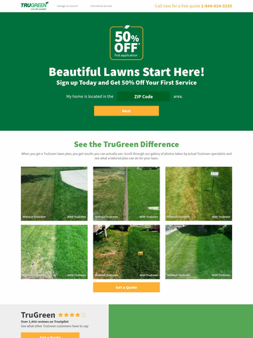 Lawn Care Landing Page Template - landing.trugreen.com