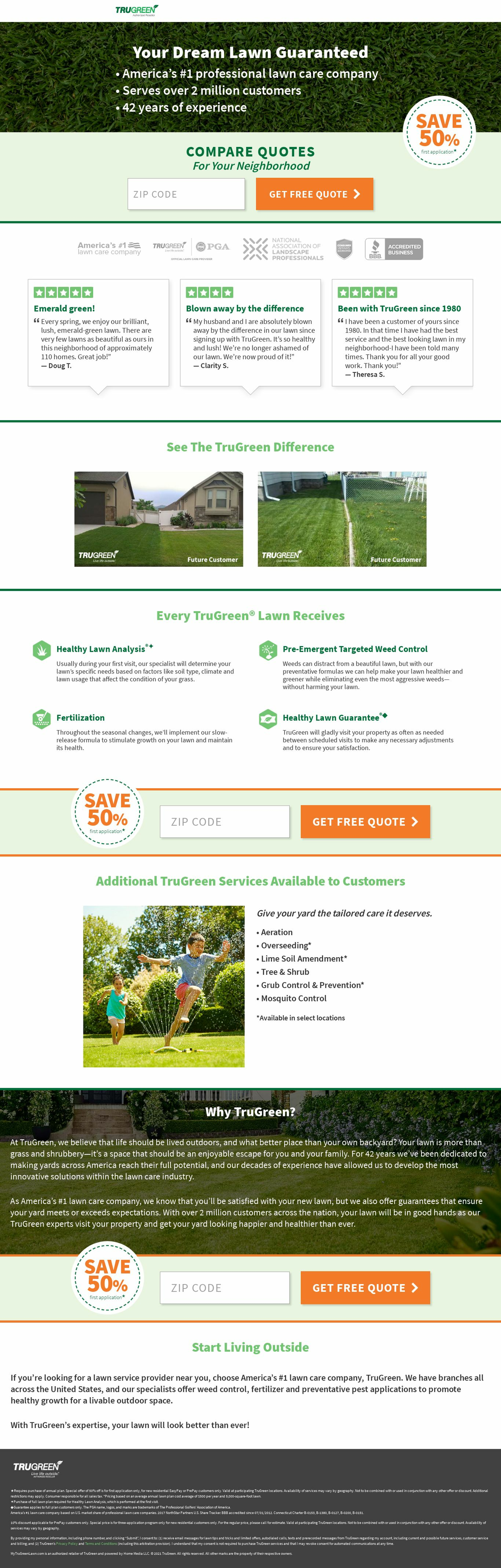 Landing Page Template for Lawn Care - mytrugreenlawn.com