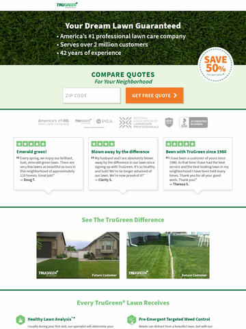 Lawn Care Landing Page - mytrugreenlawn.com