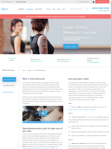 Tattoo Removal Landing Page Template - sknclinics.co.uk