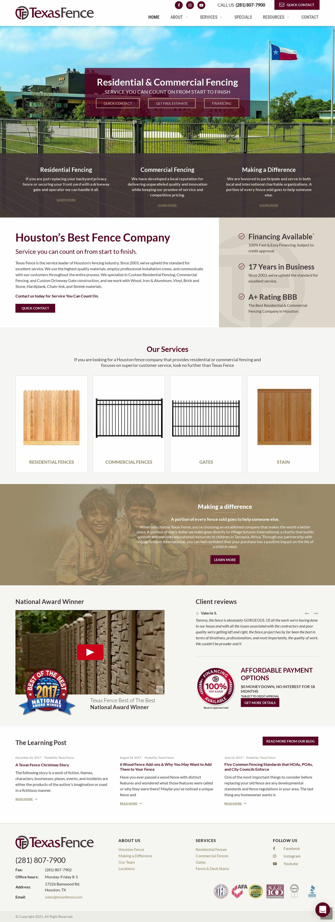 Landing Page Template for Fence Installation - texasfenceco.com