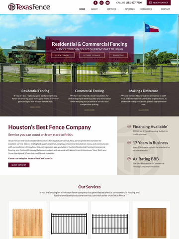 Fence Installation Landing Page Template - texasfenceco.com