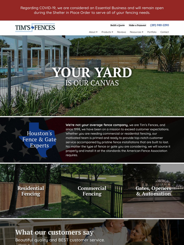 Fence Installation Landing Page Template - timsfences.com