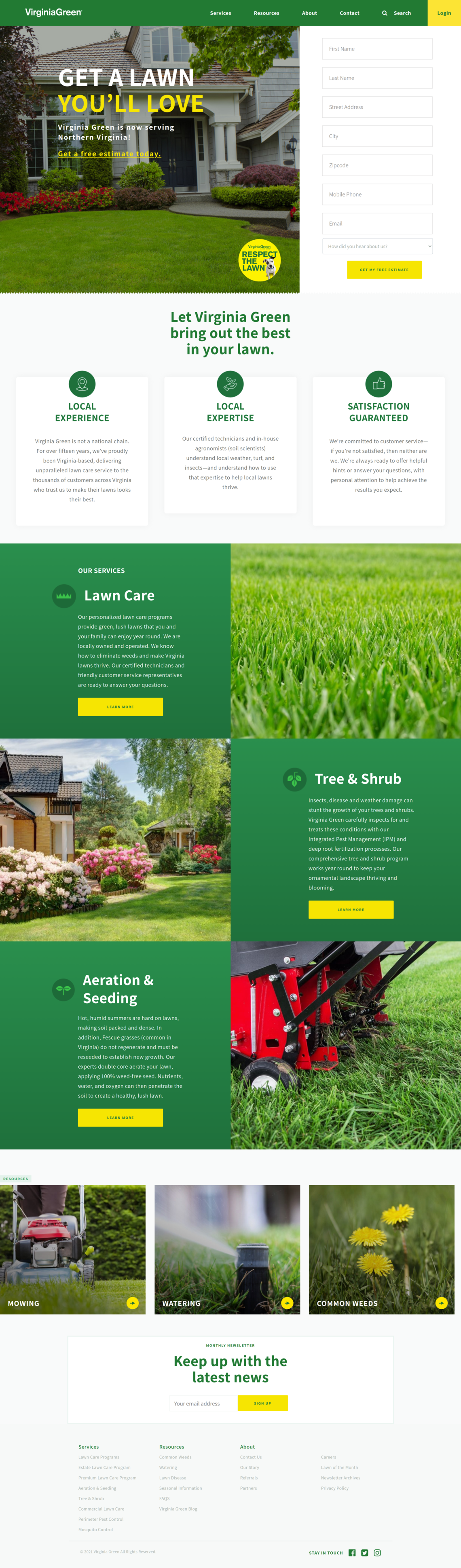 Landing Page Template for Lawn Care - virginiagreen.com