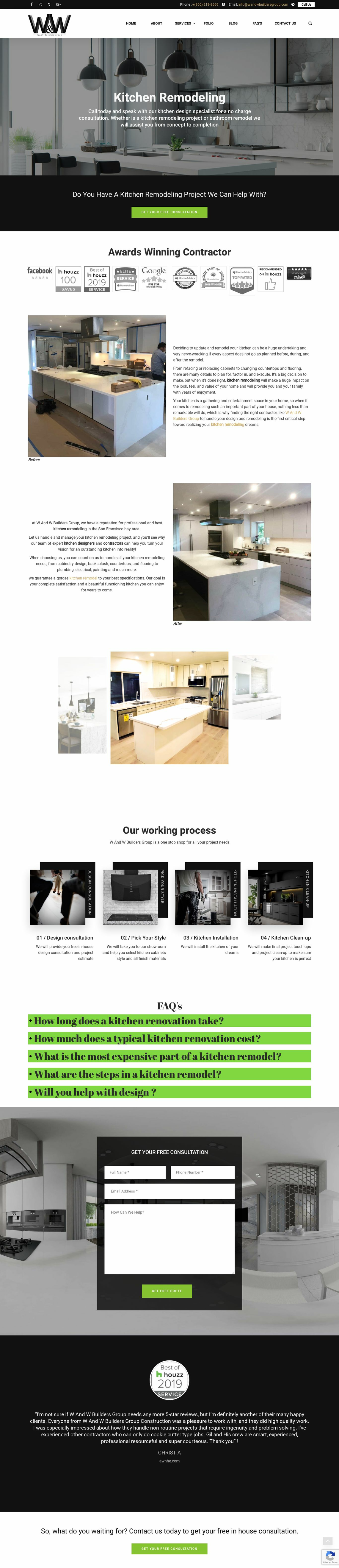 Landing Page Template for Kitchen & Bathroom remodeler - wandwbuildersgroup.com